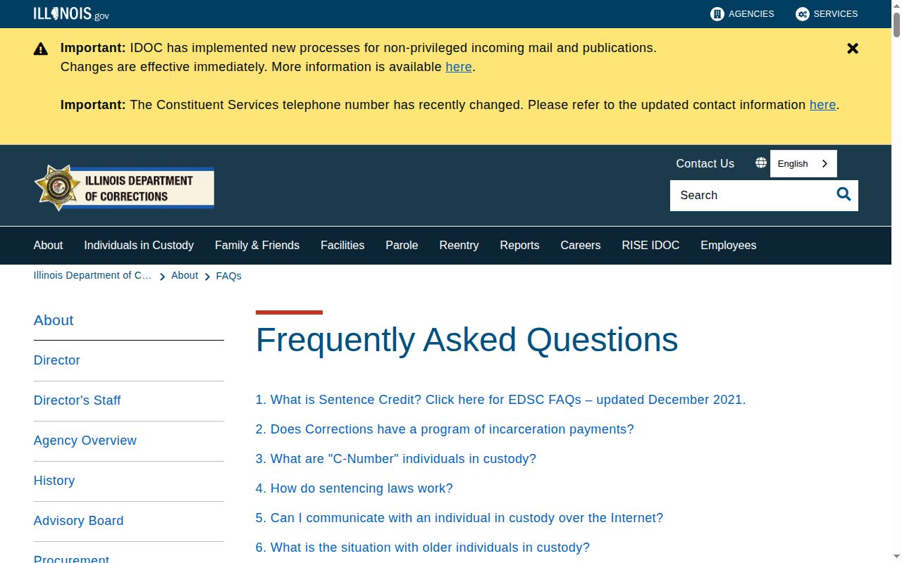 IDOC FAQ explaining archived record searches after profile removal