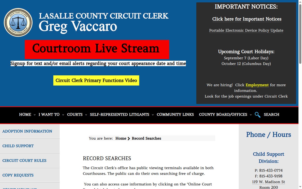 LaSalle County court record options for release orders