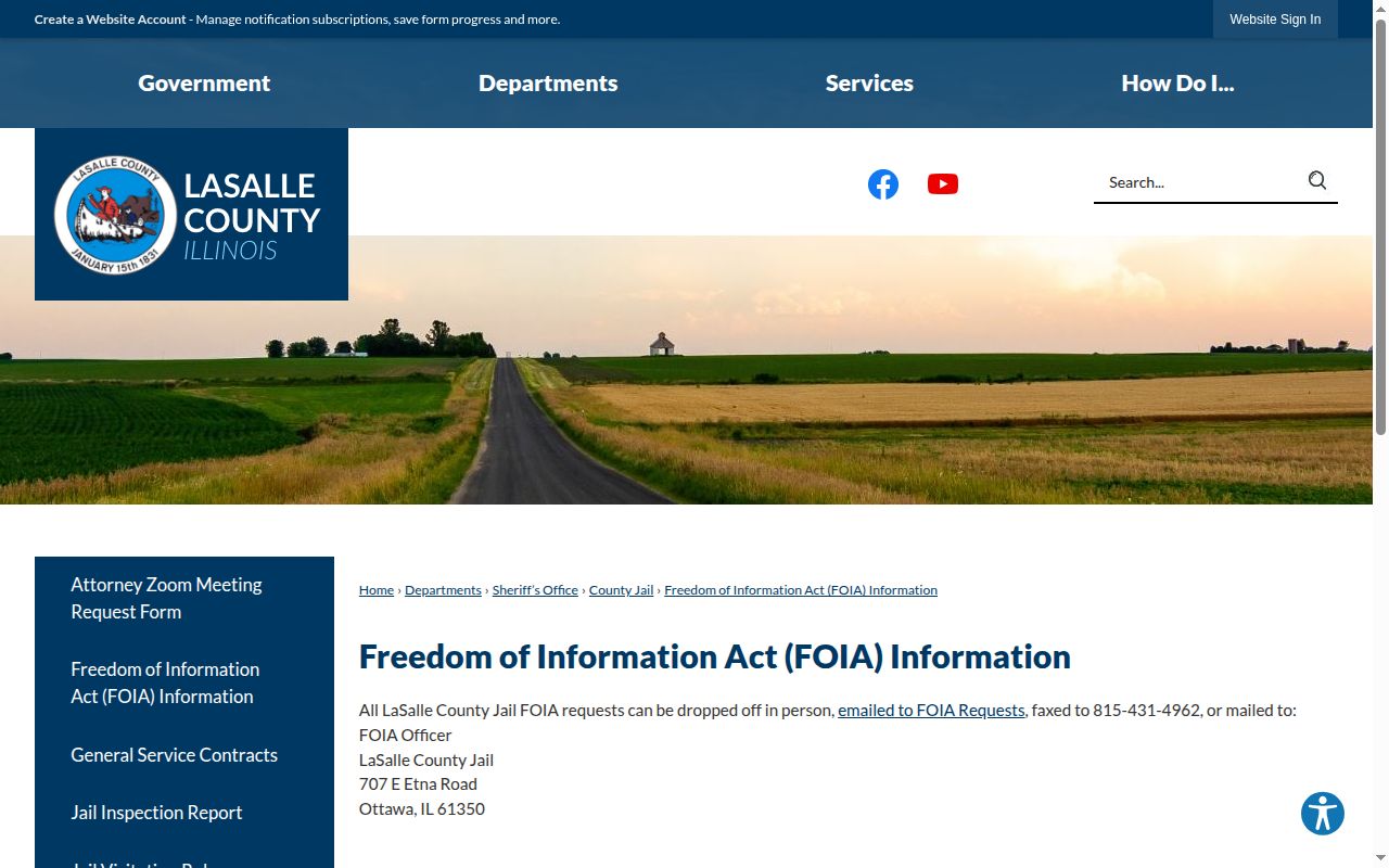 LaSalle County release record FOIA delivery routes