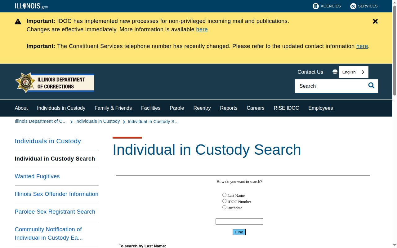IDOC search for LaSalle County released state inmates